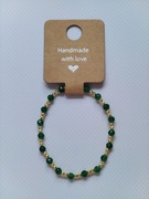 Bransoletka na gumce Kamienie Chalcedon Hematyt zielony złoty