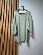 Jasna oliwkowa bluzka z wycięciem Plus Size 