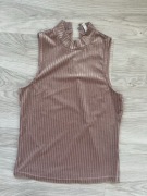 Velvet tank top / sleeveless blouse Stradivarius powder pink turtleneck S