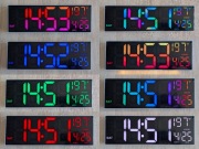 Cyfrowy zegar ścienny PH-01, 39 x 13 x 3 cm, LED RGB, Temperatura, Pilot