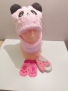 Czapka dziecięca Panda komin+ 2 x rękawiczki 