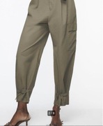 ZARA Spodnie cargo bojówki z paskiem khaki XL