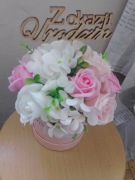 Flowerbox mydlany na prezent urodziny podziękowanie 