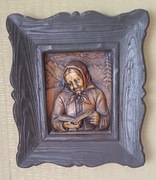 Obraz płaskorzeźba - starsza kobieta czytająca książkę