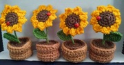 ozdoba na biurko, szydełko, słonecznik, biedronka