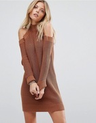 ABERCROMBIE &FITCH sweterkowa sukienka z golfem odkryte ramiona S 