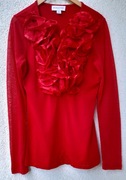 Czerwona Elastyczna Ozdobna Bluzka Rozmiar XS/34