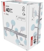 Lampki 40LED big cherry 4m IP44 zimna biel,biały przewód,IP44,timer D5AC01 