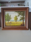 Obraz olejny pejzaż wiejski 