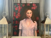 Portret w różach, olej na płótnie