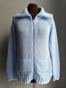 Dzianinowy sweter na zamek z kieszeniami niebieski M/38 L/40