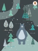 PLAKAT Zimowy Miś na śnieżnej polanie 40cm x 50cm