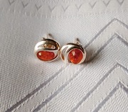 kolczyki srebrne z bursztynem sztyfty