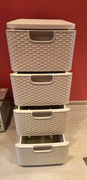 CURVER regał z 4 szufladami łazienkowy rattan kremowy 4 x 14 l