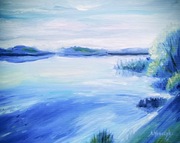 Zakole Wisłoka ,olej, 28x35 cm , pejzaż,  Skoczyk, 2025