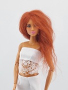 Peruka, włosy dla lalki Barbie kasztanowa wełna   9,5-10cm obwodu głowy 1