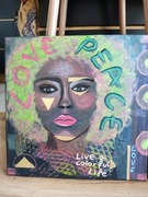 Okazja dwa obrazy twarz graffiti afro akryl obraz napisy podobrazie 