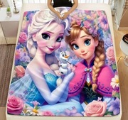 Nowy duży mięciutki bajkowy koc Kraina Lodu Elsa, Anna i Olaf 150x200