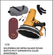 SZLIFIERKA DO GIPSU GŁADZI ŚCIAN SUFITU PŁYT GIPSOWYCH 2xLED SAMOSSĄCA