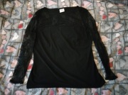 Bluzka czarna z koronką Monnari