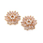 Nakładka z cyrkonami na Koraliki, Mosiądz, Pozłacane 18K, 10 mm., 1 szt.