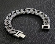 Męska bransoletka motocyklowa rock biker wiking stal nierdzewna