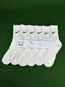 Nike Wysokie Białe Skarpety Długie 34-38(6 par) 