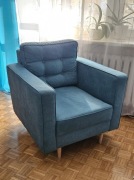 Fotel turkusowy Tivoli niebieski styl skandynawski led nowoczesny BRW