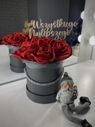 flower box wieczne róże ze wstażki robione ręcznie