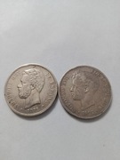  Zestaw 2 x 5 pesetas Hiszpania 1897 i 1871 srebro Ag 