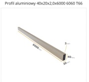 Profil aluminiowy 40x20x2 mm