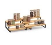 PÓŁKA STOJAK ORGANIZER KUCHENNY NA PRZYPRAWY PIĘTROWY BAMBUS ZESTAW 2 SZT