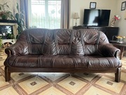 Zestaw mebli skórzanych, sofa + dwa fotele