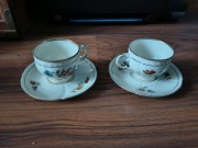 Stare Duo do kawy ecru kwiaty sygnowane MZ Czechoslovakia