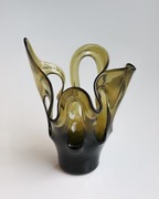 Wazon "Chusta" szkło ręcznie formowane, Huta Szkła Wołomin, lata 70