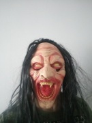 Maska zombie halloween straszna peruka 