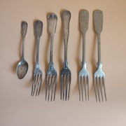 Zestaw 6-ciu starych platerowanych sztućców 