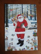 Kartka świąteczna otwierana na Boże Narodzenie - Mikołaj z prezentami