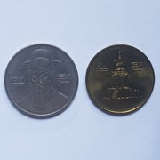 Monety, Korea 100 wonów 1989 i 10 wonów 1991