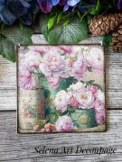Ozdobny obrazek z piwoniami vintage shabby chic decoupage handmade