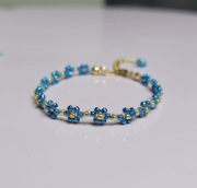 Pleciona bransoletka kwiatki Turkish Blue 