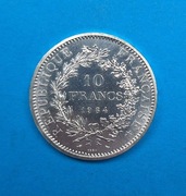 Francja 10 franków 1964 ESSAI, Herkules, piękny stan, srebro 0,900