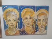 Trzy oblicza, ekspresyjny obraz olejny, unikatowa sztuka współczesna