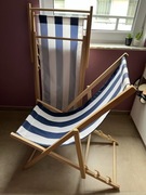 Leżaki do ogrodu biało-niebieskie