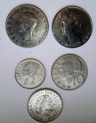 Zestaw monet Włochy + Belgia, 5 szt  (Nr 1).