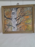 Brzoza , obraz akryl  w ramie 33x28