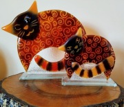 Szklane koty, ozdoby, figurki dekoracyjne ze szkła