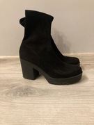Bershka zamszowe botki na obcasie 37