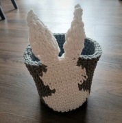 Królik koszyczek szydełkowy, handmade, odstające uszy