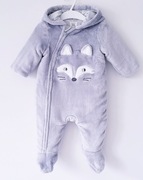 Szary ocieplany kombinezon z kapturem lisek C&A 62